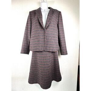 VTG 60s Pendleton Women’s 10 Wool Plaid Blazer Skirt Suit Set Dark Academia